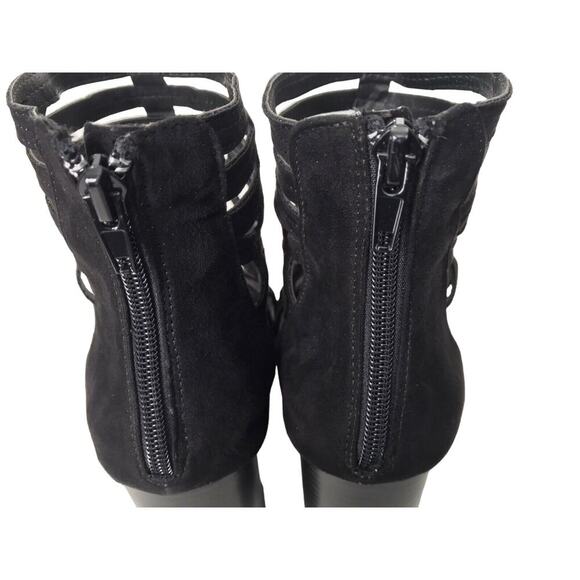 Charlotte Russe Size 10 Cameron Black Block Heel PeepToe Caged Gladiator Sandals - Picture 8 of 13